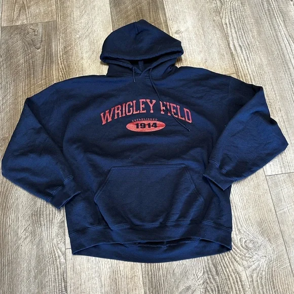 1914 Wrigley Field Sweatshirt WRIGLEY FIELD CHICAGO FLAG GRAY HOODIE